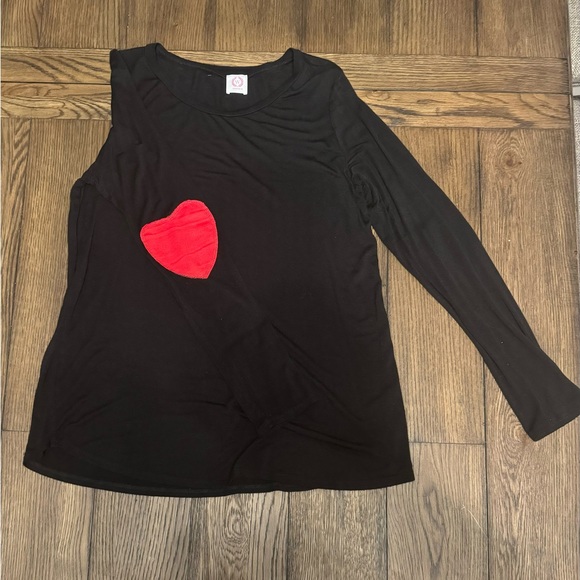 Black Long Sleeve Tunic T-Shirt with Heart Patch Elbows - Picture 3 of 4